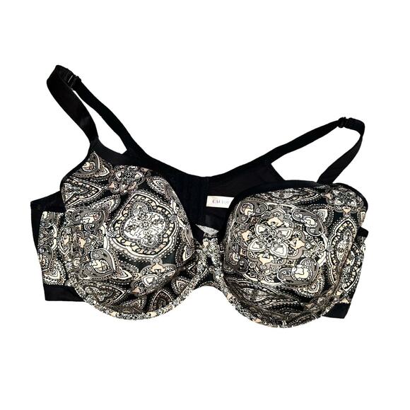 Cacique Womens Size 46DDD Black White Lightly Lined Full Coverage T-Shirt Bra - Picture 1 of 9